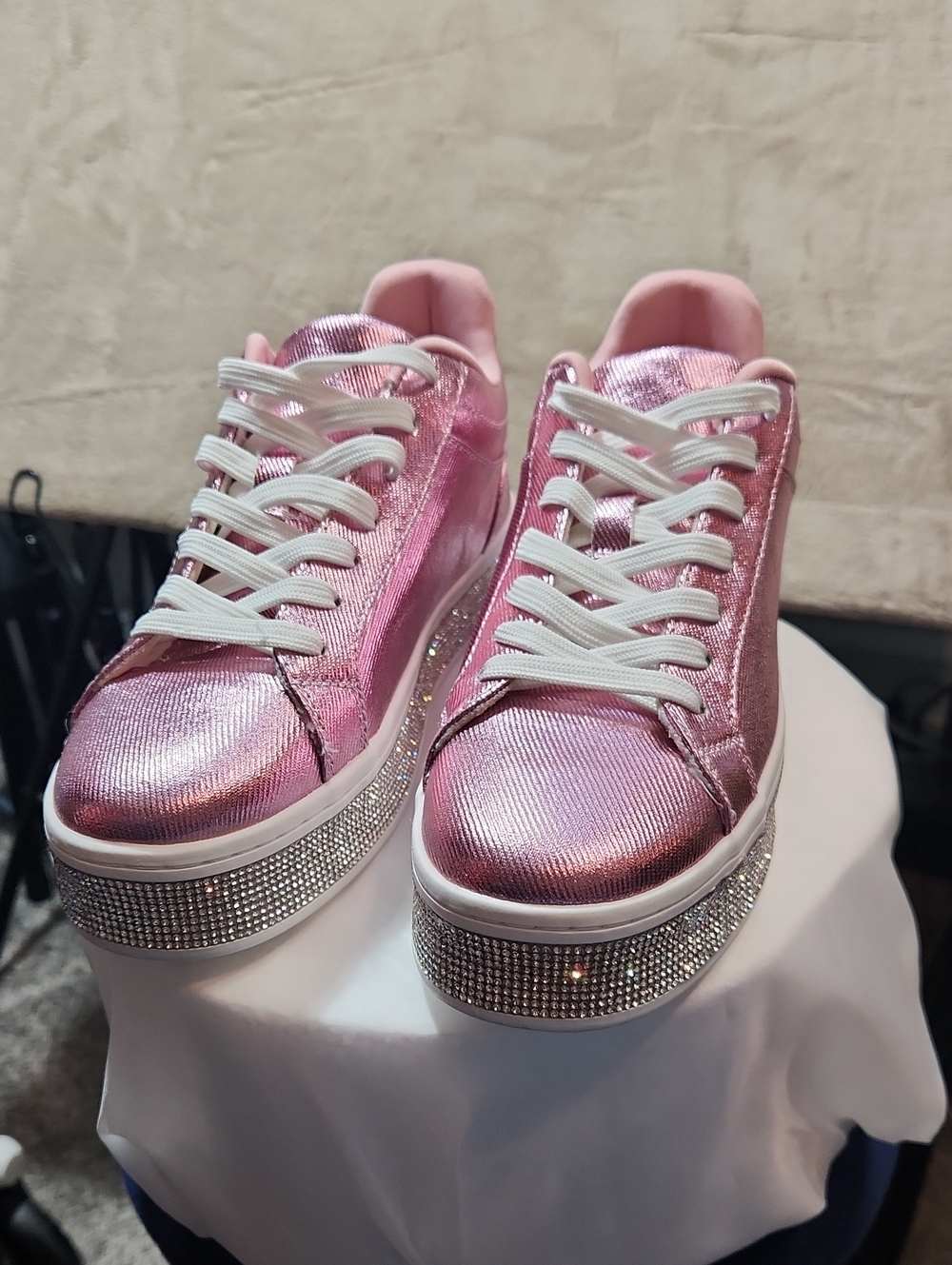 Women aerie Pink Metallic Platform Sneakers with Rhinestone Platform